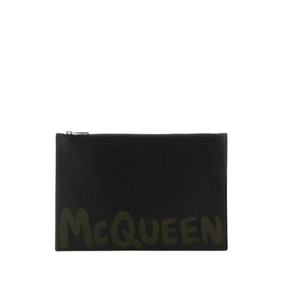 Alexander Mcqueen Men Black Leather Clutch